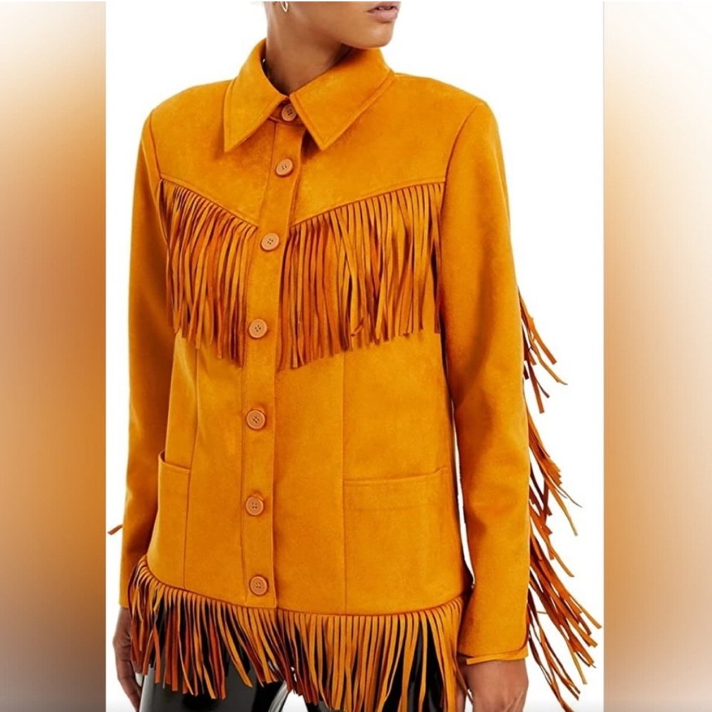 NWT Danielle Bernstein Faux Suede Fringe Jacket